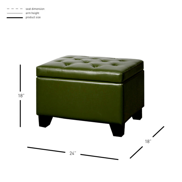 Julian Stylish Rectangular Bonded Leather Storage Ottoman with Biscuit Tufting for Home Organization