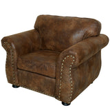 Porter Designs Elk River Leather-Look & Nail Head Transitional Living Room Set Brown 01-33C-01-975-KIT