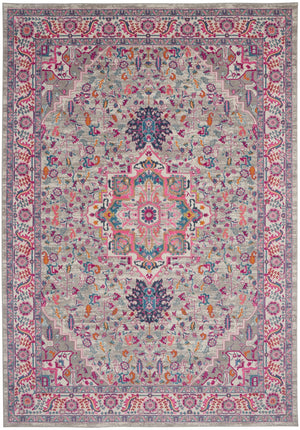 Nourison Passion PSN20 Bohemian Machine Made Power-loomed Indoor Area Rug Light Grey/Pink 9' x 12' 99446765222