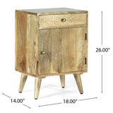 Lytle Boho Handcrafted Mango Wood Nightstand with Storage, Natural Noble House