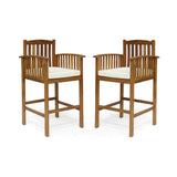 Christopher Knight Home® Casa Outdoor Acacia Barstools, Natural Finish and Cream - Set of 2