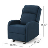 Alouette Fabric Rocking Recliner, Navy Blue Noble House