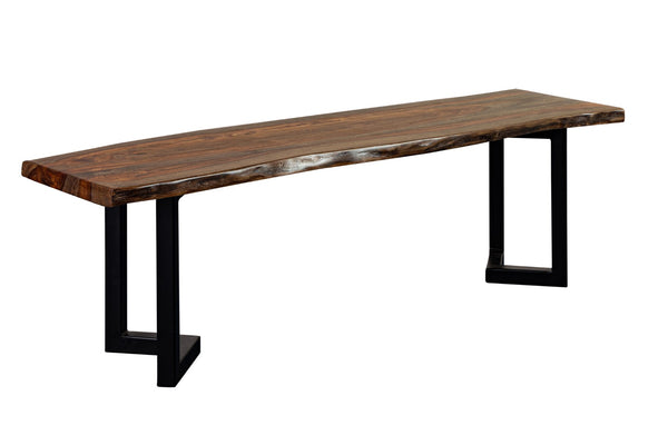 Porter Designs Manzanita Live Edge Solid Acacia Wood Natural Dining Bench Brown 07-196-13-BN58HV-KIT