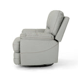 Elodie Leather Swivel Power Recliner, Light Grey Noble House