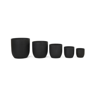 Langley Outdoor Cast Stone Planters (Set of 5), Black Noble House