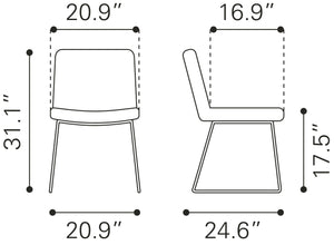 Zuo Modern Joy 100% Polyurethane, Plywood, Steel Modern Commercial Grade Dining Chair Set - Set of 2 Yellow 100% Polyurethane, Plywood, Steel