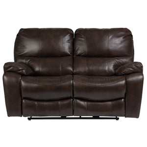 Porter Designs Ramsey Leather-Look Dual seat Transitional Reclining Love Brown 03-112C-02B-6013