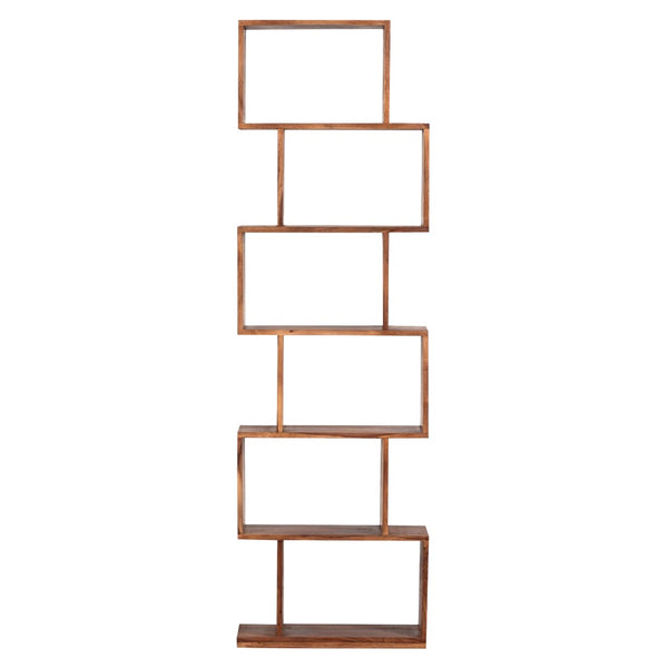 Porter Designs Urban Solid Sheesham Wood 6 Shelf Contemporary Bookcase Natural 10-117-01-8043