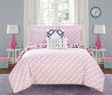 Tulip Garden Pink Twin 7pc Comforter Set