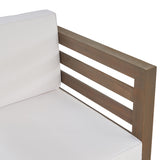 Oana Outdoor Acacia Wood Club Chairs with Cushions, Gray Finish and White Noble House