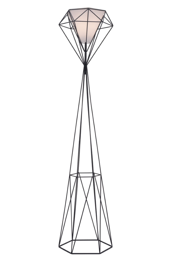 Zuo Modern Delancey Steel, Polyester Modern Commercial Grade Floor Lamp Black, White Steel, Polyester