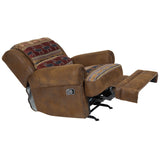 Porter Designs Hunter Wildlife Pattern Reversible to Leather-Look Transitional Recliner Brown 03-33C-11-8020N