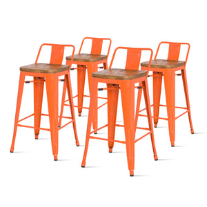 Metropolis Low-Back Counter Stool Set of 4 - Stylish Retro Design for Modern Dining Spaces