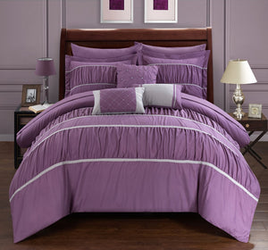 Cheryl Plum Queen 10pc Comforter Set