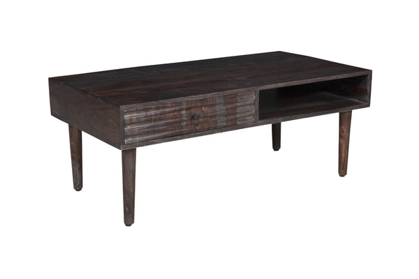 Porter Designs Waves Solid Sheesham Wood Modern Coffee Table Gray 05-196-02-W06M