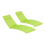 Salem Outdoor Chaise Lounge Cushion, Green Noble House