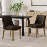 Noble House Camas Contemporary Fabric Upholstered Wood Dining Chairs (Set of 2), Brown and Weathered Natural