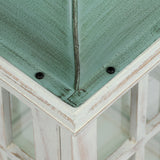 Hooven Coastal Handcrafted Small Mango Wood Decorative Lantern, White and Green Patina Noble House