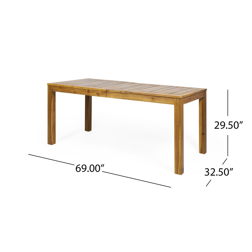 Augustine Outdoor Rustic Acacia Wood Dining Table, Teak Noble House