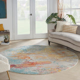 Nourison Celestial CES02 Modern Machine Made Power-loomed Indoor only Area Rug Sealife 10' x round 99446060341