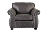 Porter Designs Elk River Leather-Look & Nail Head Transitional Chair Gray 01-33C-03-9702A