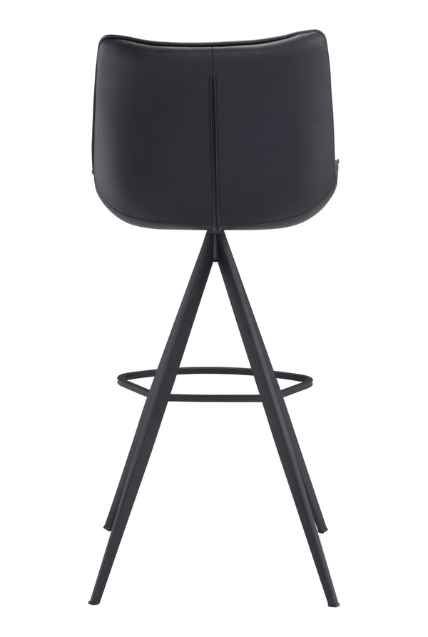 Zuo Modern Aki 100% Polyurethane, Plywood, Steel Modern Commercial Grade Barstool Set - Set of 2 Black 100% Polyurethane, Plywood, Steel