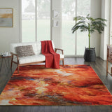 Nourison Le Reve LER05 Artistic Machine Made Tufted Indoor only Area Rug Red Flame 9' x 12' 99446494665