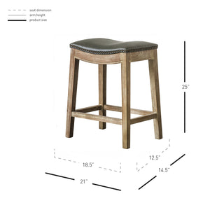 Elmo Bonded Leather Counter Stool - Vintage Gray