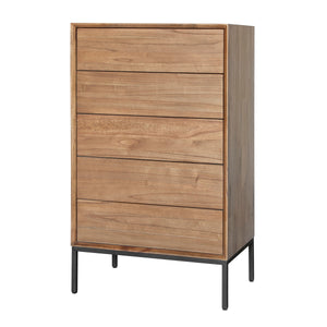 Hathaway 5-Drawer Chest - Rustic Modern Design in Solid Mindy Wood with Steel Legs, Fully Assembled!
