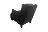 Porter Designs Garnett Crackle Leather Club Style Transitional Chair Black 02-201-06-522