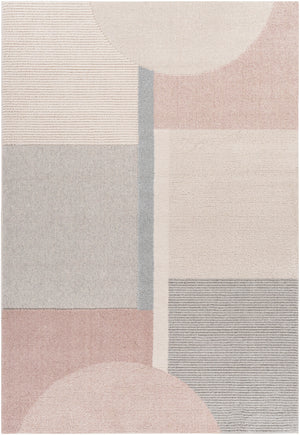 Flux XUF-1001 Modern NZ Wool, Polyester Rug XUF1001-91210 Pale Pink, Rose, Beige, Light Gray, Medium Gray, Taupe, Denim 70% NZ Wool, 30% Polyester 9' x 12'10"