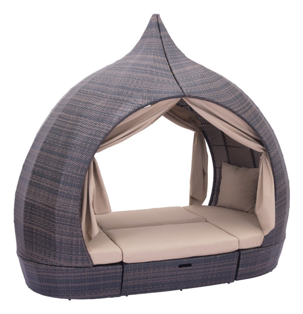 Zuo Modern Majorca 100% Olefin, Polyethylene, Aluminum Modern Commercial Grade Daybed Brown, Beige 100% Olefin, Polyethylene, Aluminum