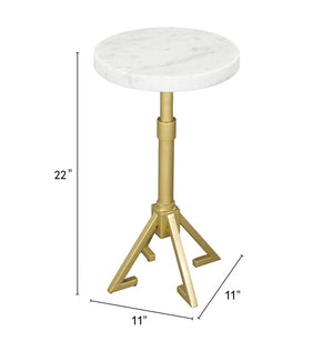 Zuo Modern Maurice Marble, Iron Modern Commercial Grade Side Table White, Gold Marble, Iron