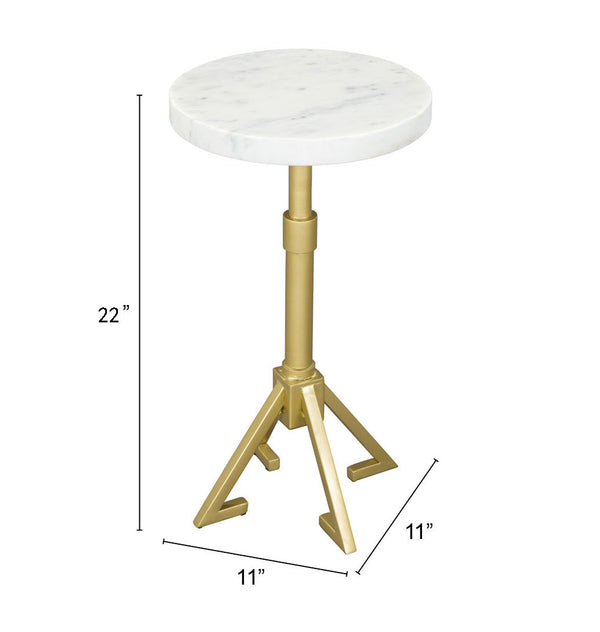 Zuo Modern Maurice Marble, Iron Modern Commercial Grade Side Table White, Gold Marble, Iron