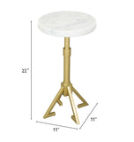 English Elm EE2924 Marble, Iron Modern Commercial Grade Side Table White, Gold Marble, Iron