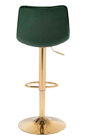 Zuo Modern Prima 100% Polyester, Plywood, Steel Modern Commercial Grade Barstool Dark Green, Gold 100% Polyester, Plywood, Steel
