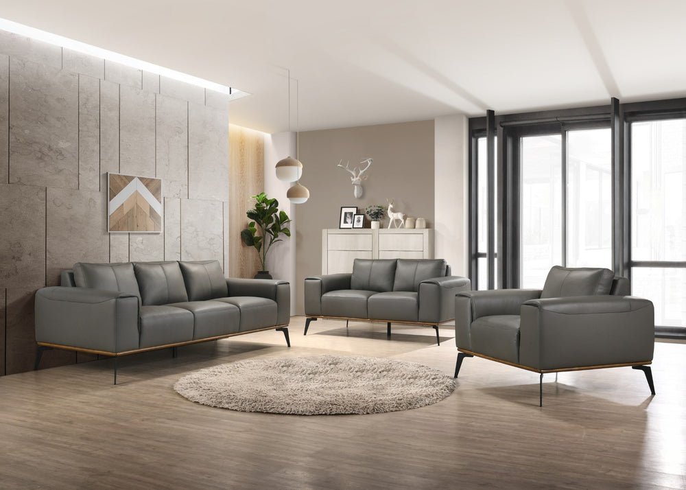 Porter Designs Pietro Top Grain Leather Contemporary Sofa Gray 02-204C-01-2110