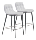 English Elm EE2640 100% Polyurethane, Plywood, Steel Modern Commercial Grade Counter Chair Set - Set of 2 White, Dark Gray 100% Polyurethane, Plywood, Steel