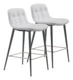 Zuo Modern Tangiers 100% Polyurethane, Plywood, Steel Modern Commercial Grade Counter Stool Set - Set of 2 White, Dark Gray 100% Polyurethane, Plywood, Steel