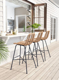 Zuo Modern Malaga Steel, Polyethylene Modern Commercial Grade Barstool Set - Set of 2 Natural, Black Steel, Polyethylene