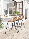 English Elm EE2993 Steel, Polyethylene Modern Commercial Grade Bar Chair Set - Set of 2 Natural, Black Steel, Polyethylene