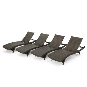 Thira Outdoor Wicker Chaise Lounge Chair, Mix Mocha Noble House