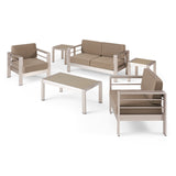 Cape Coral Outdoor 4 Seater Aluminum Chat Set with 2 Side Table