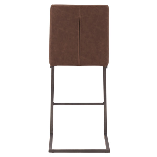 Ronan Leatherette Counter Stool Set of 2 - Vintage Industrial Style with Channel Tufting and Iron Frame