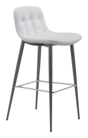 Zuo Modern Tangiers 100% Polyurethane, Plywood, Steel Modern Commercial Grade Barstool Set - Set of 2 White, Dark Gray 100% Polyurethane, Plywood, Steel