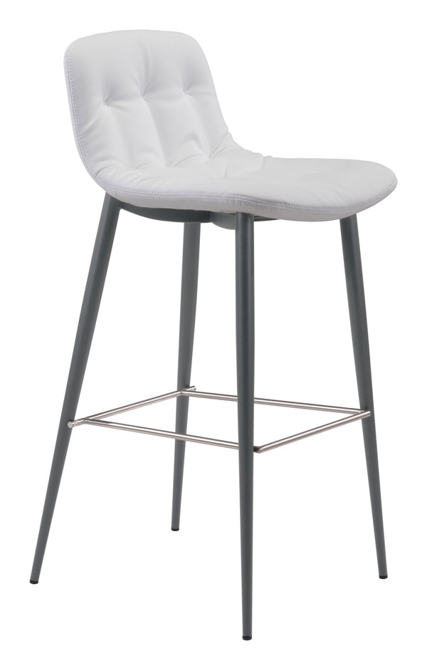Zuo Modern Tangiers 100% Polyurethane, Plywood, Steel Modern Commercial Grade Barstool Set - Set of 2 White, Dark Gray 100% Polyurethane, Plywood, Steel