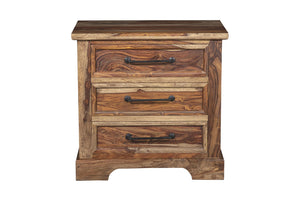 Porter Designs Crossroads Solid Sheesham Wood Natural Nightstand Brown 04-196-04-C03H