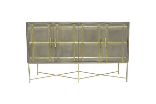 Porter Designs Mondrian Solid Handcarved Wood Transitional Cabinet Gray 07-125-06-26130