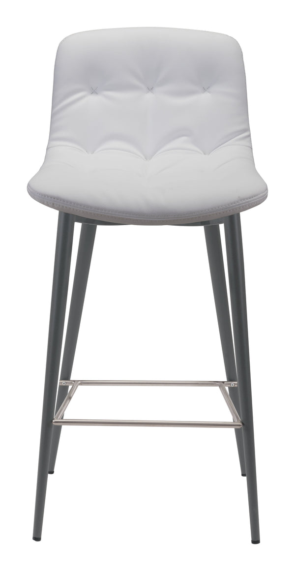 Zuo Modern Tangiers 100% Polyurethane, Plywood, Steel Modern Commercial Grade Counter Stool Set - Set of 2 White, Dark Gray 100% Polyurethane, Plywood, Steel