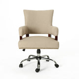 Bonaparte Traditional Home Office Chair, Wheat and Chrome Noble House